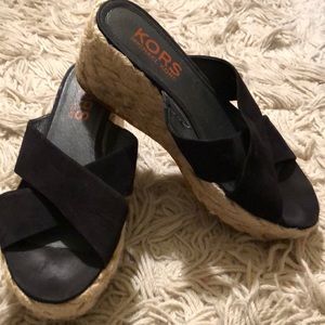 Michael Kors black suede wedge sandals!!